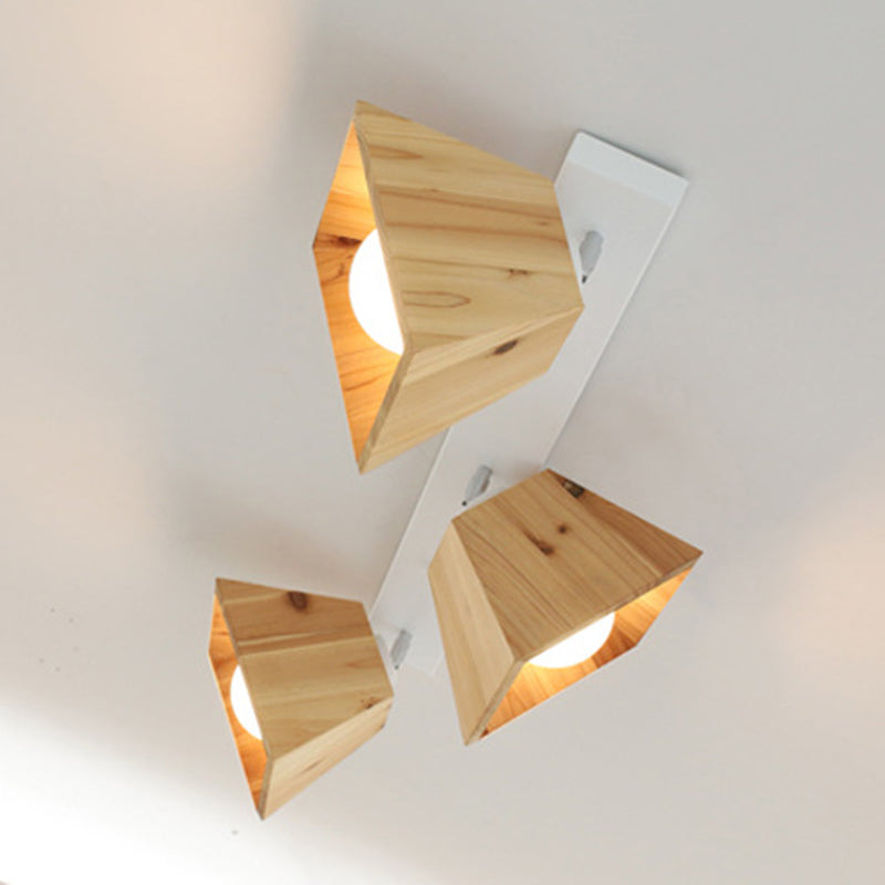 Square Close To Ceiling Fixture Minimalism Style Wooden White Ceiling Flush Mount Light Clearhalo 'Ceiling Lights' 'Close To Ceiling Lights' 'Lighting' 2604991