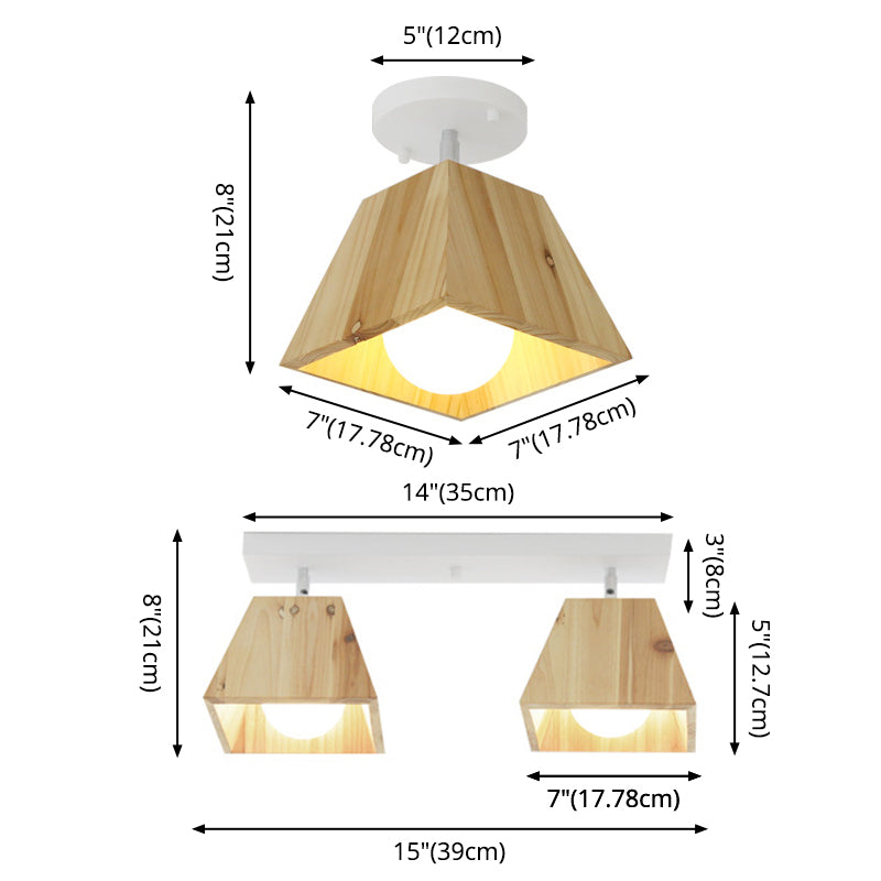 Square Close To Ceiling Fixture Minimalism Style Wooden White Ceiling Flush Mount Light Clearhalo 'Ceiling Lights' 'Close To Ceiling Lights' 'Lighting' 2604992