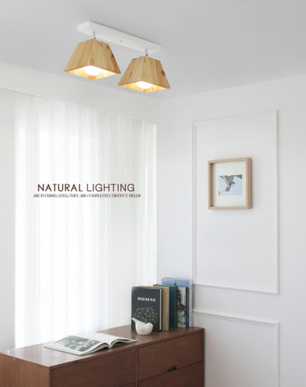 Square Close To Ceiling Fixture Minimalism Style Wooden White Ceiling Flush Mount Light Clearhalo 'Ceiling Lights' 'Close To Ceiling Lights' 'Lighting' 2604994