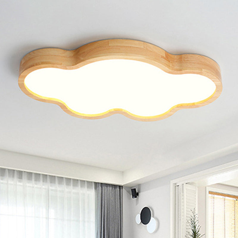 Modern Style Cloud Flush Mount Light Fixture Wooden LED Bedroom Flush Ceiling Light Fixture in Wood Clearhalo 'Ceiling Lights' 'Close To Ceiling Lights' 'Lighting' 2605002