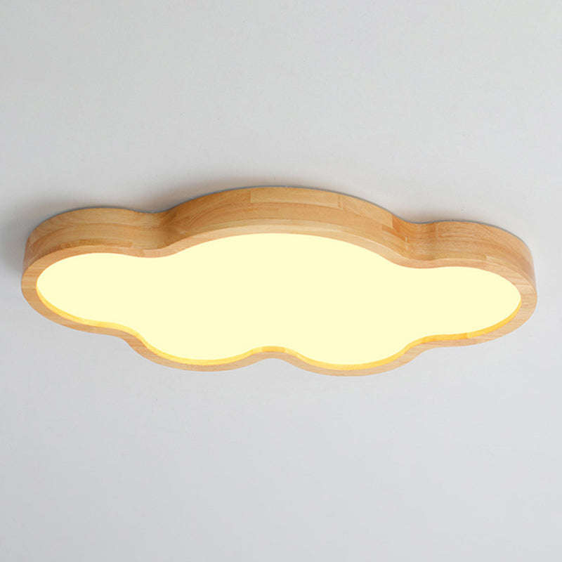 Modern Style Cloud Flush Mount Light Fixture Wooden LED Bedroom Flush Ceiling Light Fixture in Wood Clearhalo 'Ceiling Lights' 'Close To Ceiling Lights' 'Lighting' 2605007