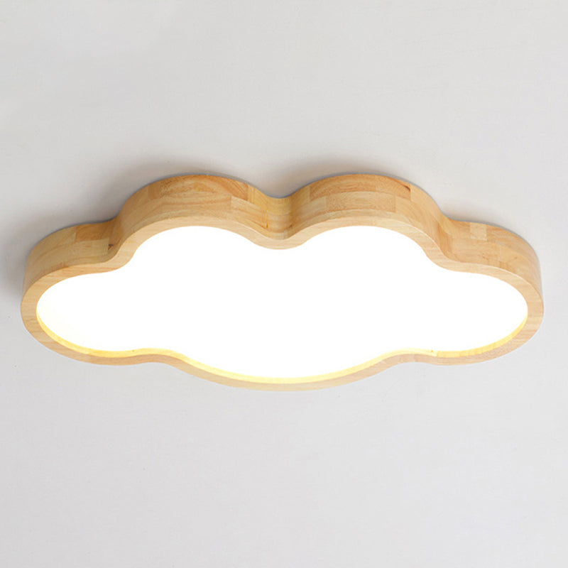 Modern Style Cloud Flush Mount Light Fixture Wooden LED Bedroom Flush Ceiling Light Fixture in Wood Clearhalo 'Ceiling Lights' 'Close To Ceiling Lights' 'Lighting' 2605008