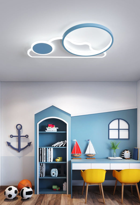 Cloud and Circle Bedroom Flush Ceiling Light Fixture Acrylic LED Simplicity Ceiling Mounted Fixture Clearhalo 'Ceiling Lights' 'Close To Ceiling Lights' 'Lighting' 2605022