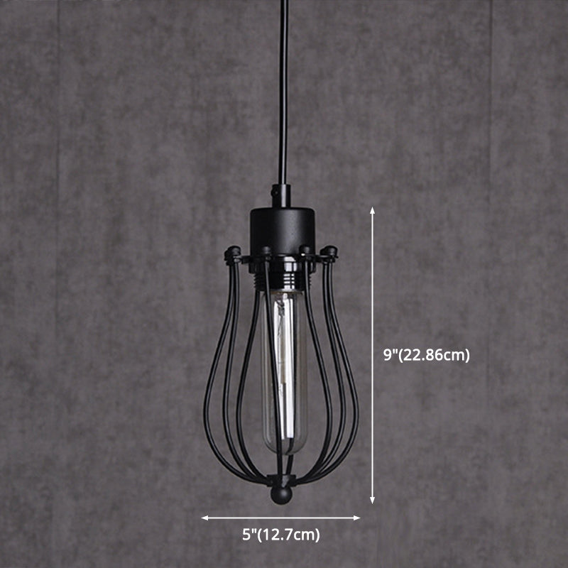 Industrial Style Cage Shade Hanging Pendant Light Metal Pendant Lighting Fixture Clearhalo 'Ceiling Lights' 'Pendant Lights' 'Pendants' Lighting' 2605036