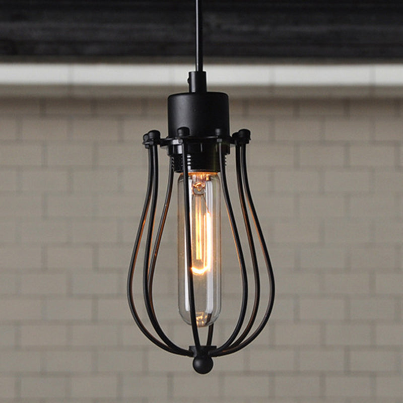 Industrial Style Cage Shade Hanging Pendant Light Metal Pendant Lighting Fixture Clearhalo 'Ceiling Lights' 'Pendant Lights' 'Pendants' Lighting' 2605037