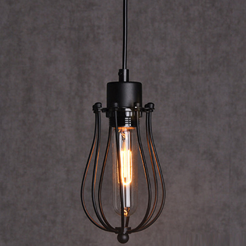 Industrial Style Cage Shade Hanging Pendant Light Metal Pendant Lighting Fixture Clearhalo 'Ceiling Lights' 'Pendant Lights' 'Pendants' Lighting' 2605038