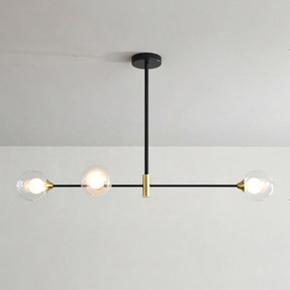 Modern Minimalism Black Metal Island Pendant Lighting Spherical Glass Island Ceiling Light for Dining Table 3 Black Clear Clearhalo 'Ceiling Lights' 'Island Lights' 'Lighting' 2605070