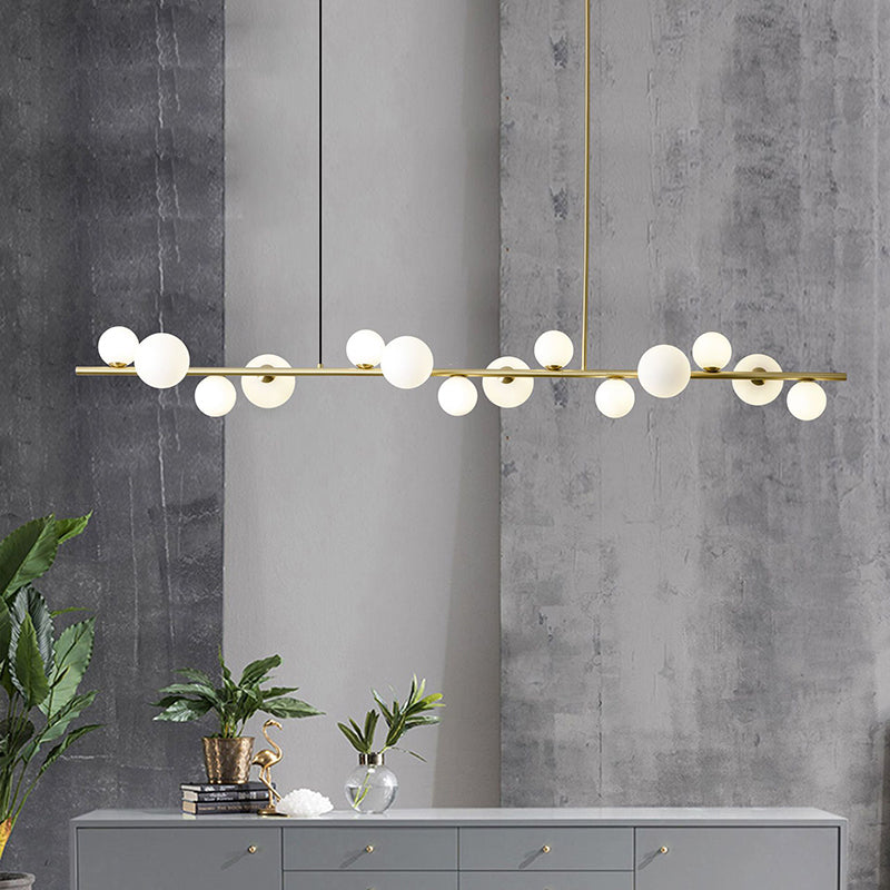 Modern Minimalism Gold Metal Island Pendant Lighting Spherical Glass Island Ceiling Light for Dining Table Clearhalo 'Ceiling Lights' 'Island Lights' 'Lighting' 2605161