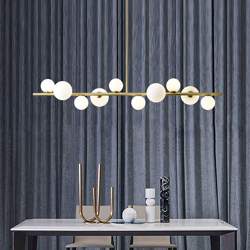 Modern Minimalism Gold Metal Island Pendant Lighting Spherical Glass Island Ceiling Light for Dining Table Clearhalo 'Ceiling Lights' 'Island Lights' 'Lighting' 2605164