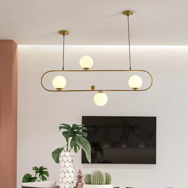 Modern Minimalism Ellipse Shape Island Pendant Lighting Globe Glass Island Ceiling Light for Living Room 4 Gold Clearhalo 'Ceiling Lights' 'Island Lights' 'Lighting' 2605207