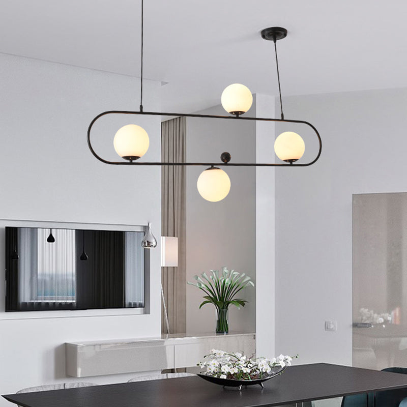 Modern Minimalism Ellipse Shape Island Pendant Lighting Globe Glass Island Ceiling Light for Living Room 4 Black Clearhalo 'Ceiling Lights' 'Island Lights' 'Lighting' 2605211