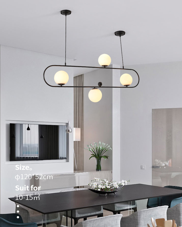 Modern Minimalism Ellipse Shape Island Pendant Lighting Globe Glass Island Ceiling Light for Living Room Clearhalo 'Ceiling Lights' 'Island Lights' 'Lighting' 2605212