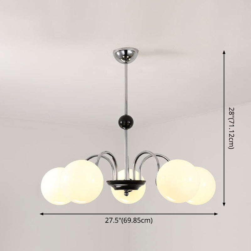 Modern Minimalist Design Chandelier Light Fixture Spherical White Glass Ceiling Chandelier Clearhalo 'Ceiling Lights' 'Chandeliers' Lighting' 2605352