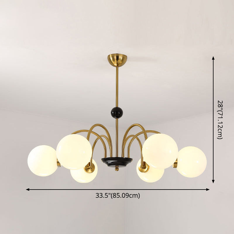 Modern Minimalist Design Chandelier Light Fixture Spherical White Glass Ceiling Chandelier Clearhalo 'Ceiling Lights' 'Chandeliers' Lighting' 2605354