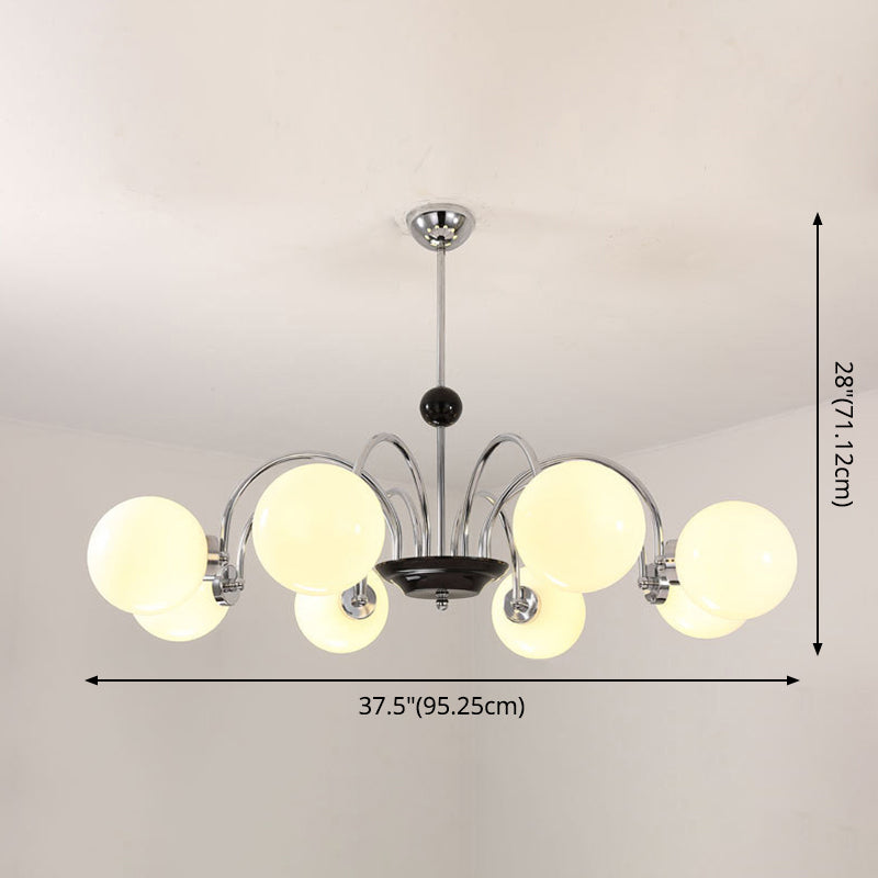 Modern Minimalist Design Chandelier Light Fixture Spherical White Glass Ceiling Chandelier Clearhalo 'Ceiling Lights' 'Chandeliers' Lighting' 2605355