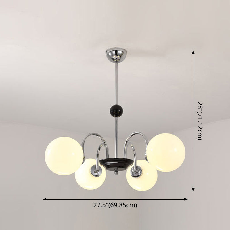 Modern Minimalist Design Chandelier Light Fixture Spherical White Glass Ceiling Chandelier Clearhalo 'Ceiling Lights' 'Chandeliers' Lighting' 2605356