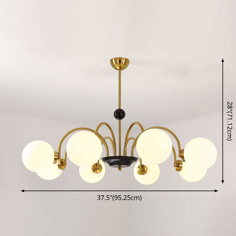 Modern Minimalist Design Chandelier Light Fixture Spherical White Glass Ceiling Chandelier Clearhalo 'Ceiling Lights' 'Chandeliers' Lighting' 2605357