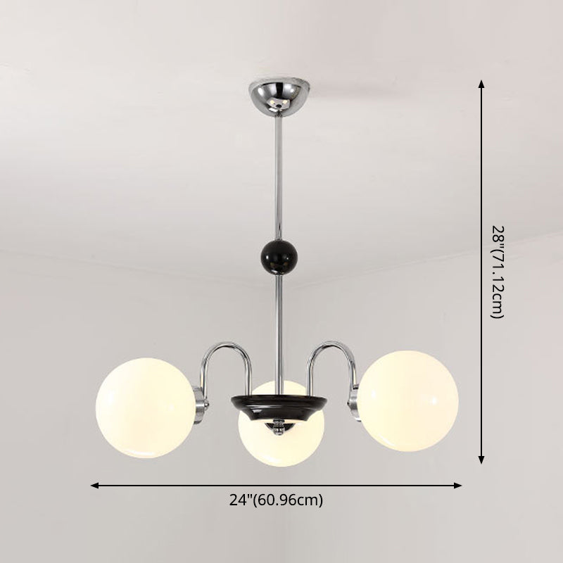 Modern Minimalist Design Chandelier Light Fixture Spherical White Glass Ceiling Chandelier Clearhalo 'Ceiling Lights' 'Chandeliers' Lighting' 2605358