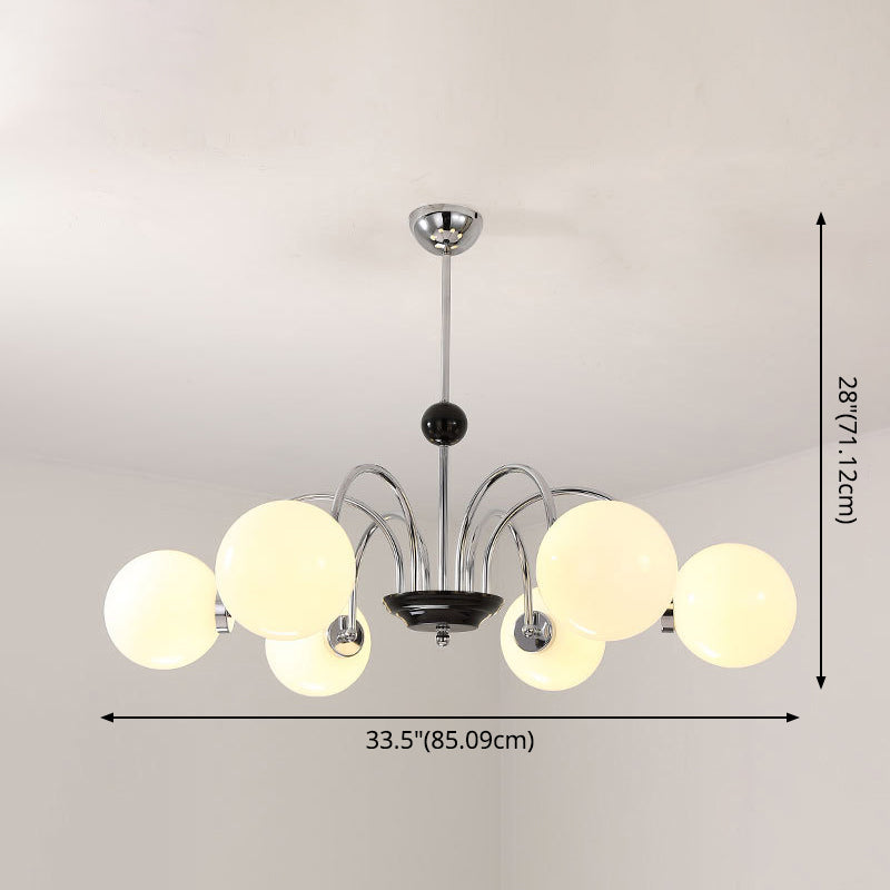 Modern Minimalist Design Chandelier Light Fixture Spherical White Glass Ceiling Chandelier Clearhalo 'Ceiling Lights' 'Chandeliers' Lighting' 2605359