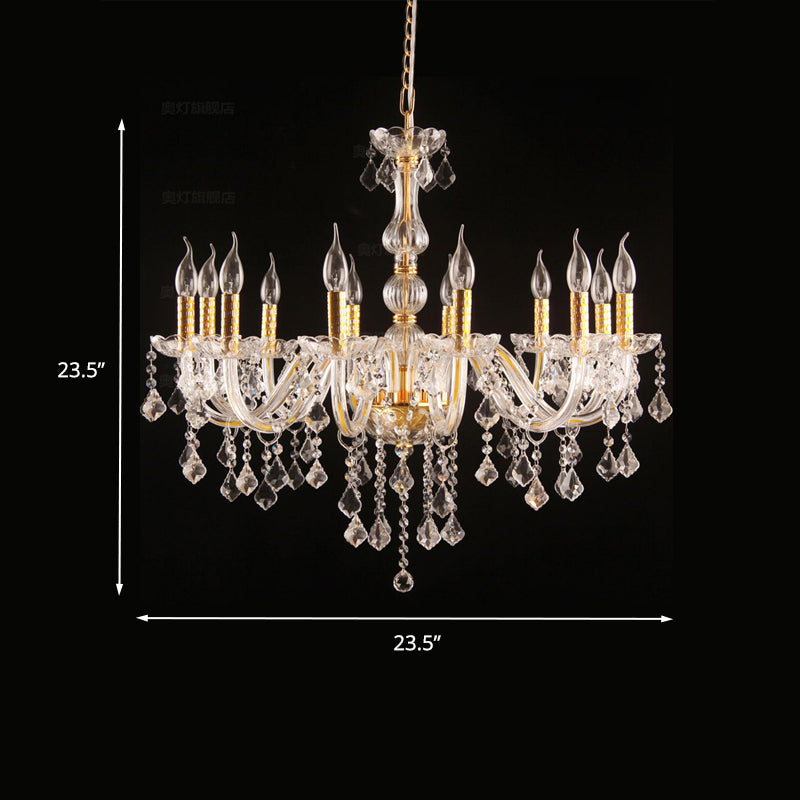 Candle Crystal Orb Chandelier Light Traditional 6 Heads Dining Room Hanging Ceiling Light in Gold Clearhalo 'Ceiling Lights' 'Chandeliers' Lighting' options 260537