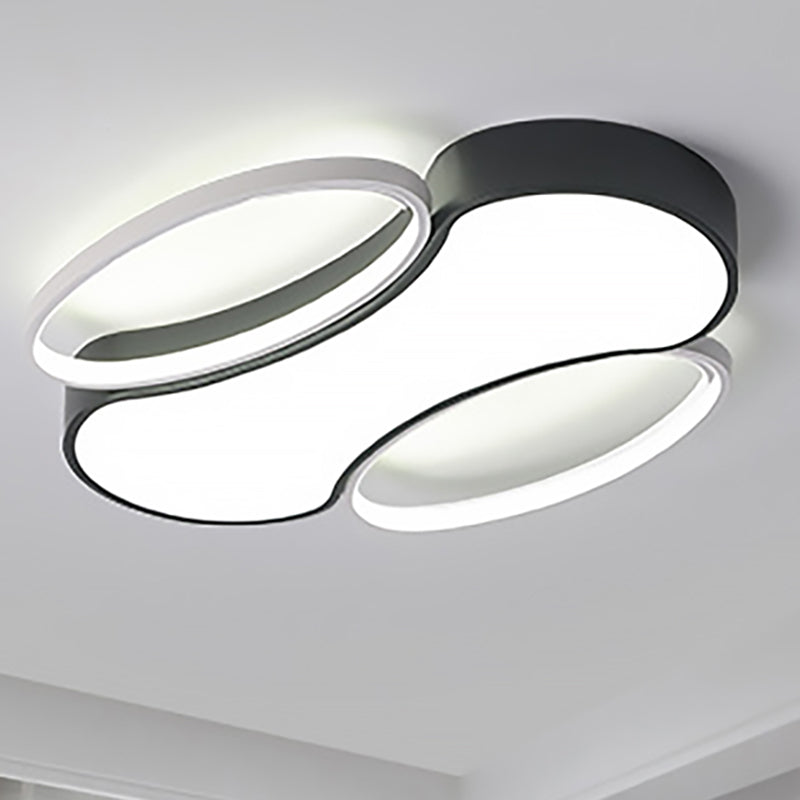 Bone Flush Mount Ceiling Light Modern Metal Black and White Led Living Room Ceiling Lamp, 19.5"/25.5" W Black-White White Clearhalo 'Ceiling Lights' 'Close To Ceiling Lights' 'Close to ceiling' 'Flush mount' Lighting' 260538