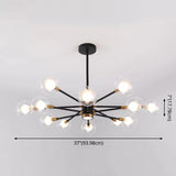 Modern Metal Radial Hanging Chandelier Light Spherical Clear Glass Shade Suspension Light in Black Clearhalo 'Ceiling Lights' 'Chandeliers' Lighting' 2605440