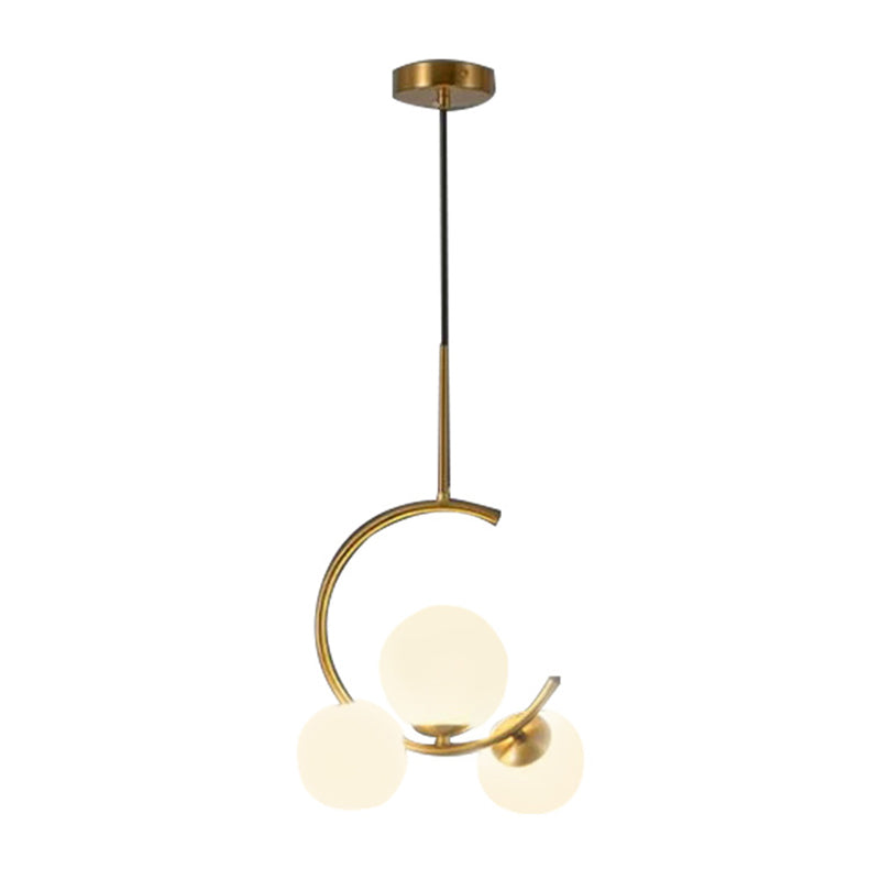 Post-Modern Metal Hanging Chandelier Light Globe Glass Shade Ceiling Chandelier in Gold for Bedroom Clearhalo 'Ceiling Lights' 'Chandeliers' Lighting' 2605452