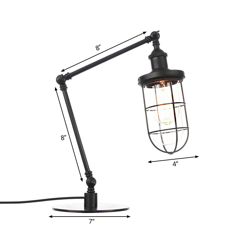 Wire Guard Metal Table Lighting Nautical Style 1 Light Adjustable Black/Brass Table Lamp for Restaurant Clearhalo 'Lamps' 'Table Lamps' Lighting' 260548