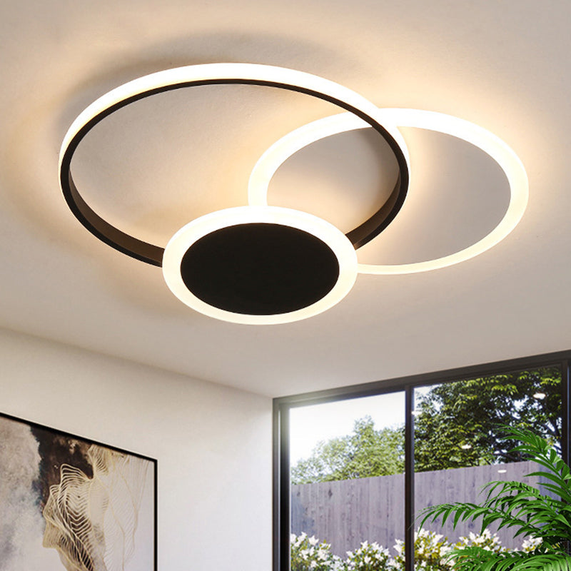 Circle Flush Mount Lighting Acrylic Modern Simplicity Flush Ceiling Light Fixtures for Bedroom Black Round Clearhalo 'Ceiling Lights' 'Close To Ceiling Lights' 'Lighting' 2605485