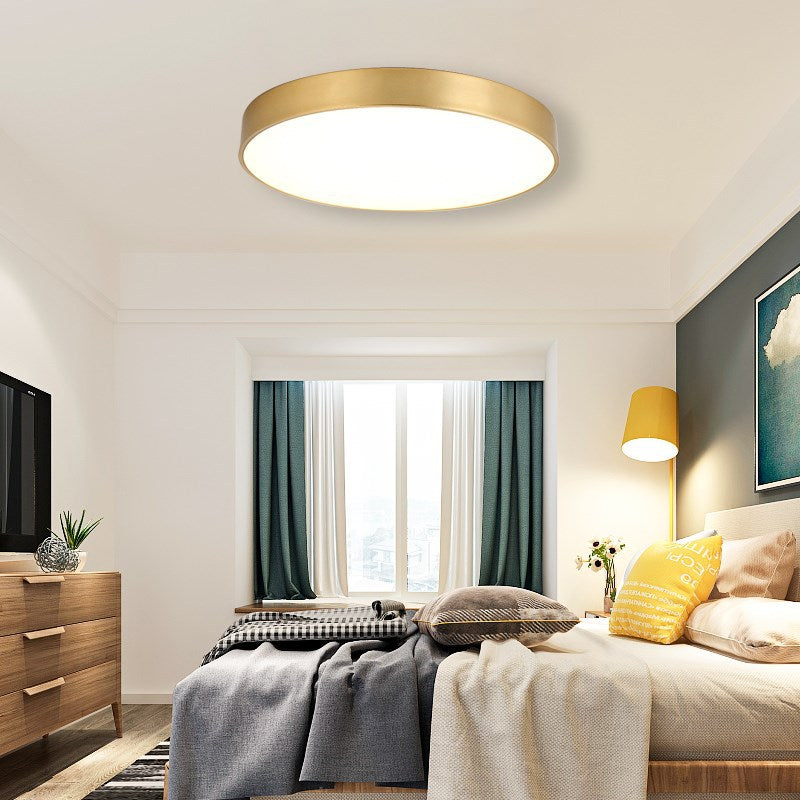 Round Flush Mount Ceiling Light 1 Light Metal Minimalist Flush Mount Ceiling Light for Bedroom Clearhalo 'Ceiling Lights' 'Close To Ceiling Lights' 'Lighting' 2605510