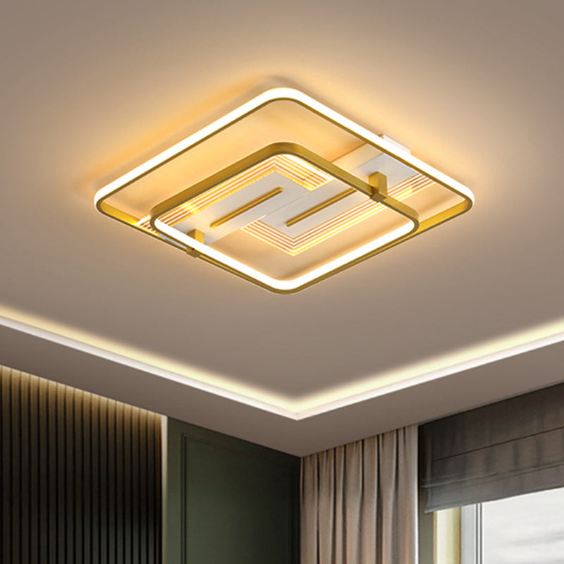 Geomtric Flush Light Metal Modern Flush Mount Ceiling Light Fixtures for Living Room Gold Square Clearhalo 'Ceiling Lights' 'Close To Ceiling Lights' 'Lighting' 2605531