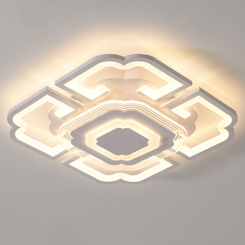 Geometric Flush Mount Light Acrylic Minimalism Flush Mount Spotlight for Living Room White 19.5" Clearhalo 'Ceiling Lights' 'Close To Ceiling Lights' 'Lighting' 2605553