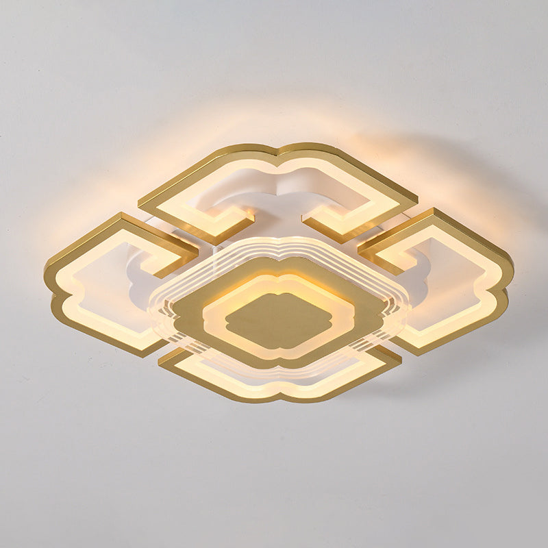 Geometric Flush Mount Light Acrylic Minimalism Flush Mount Spotlight for Living Room Gold 19.5" Clearhalo 'Ceiling Lights' 'Close To Ceiling Lights' 'Lighting' 2605558