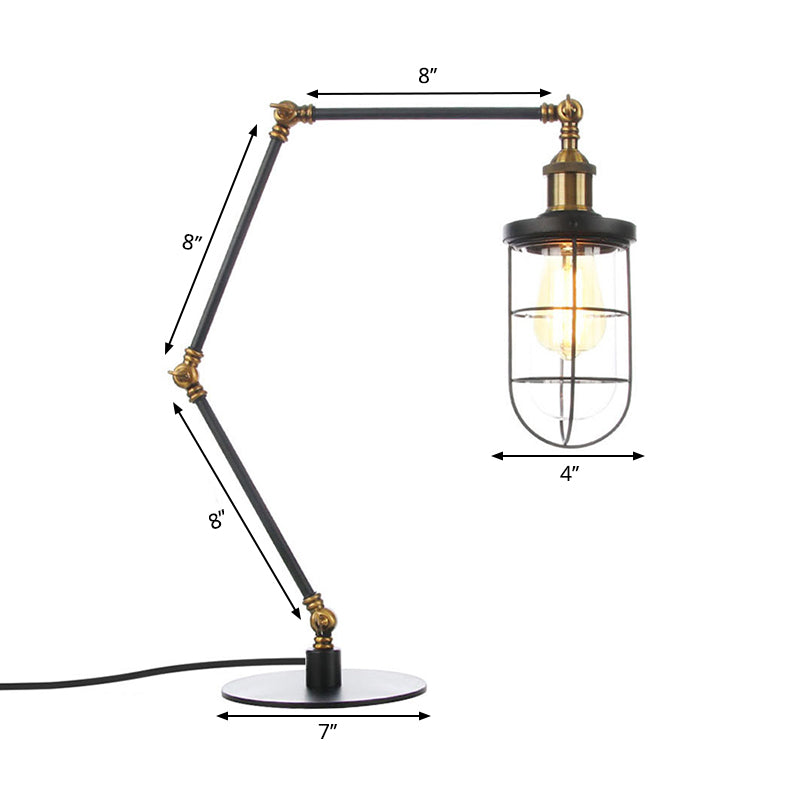 Wire Guard Metal Table Lighting Nautical Style 1 Light Adjustable Black/Brass Table Lamp for Restaurant Clearhalo 'Lamps' 'Table Lamps' Lighting' 260556