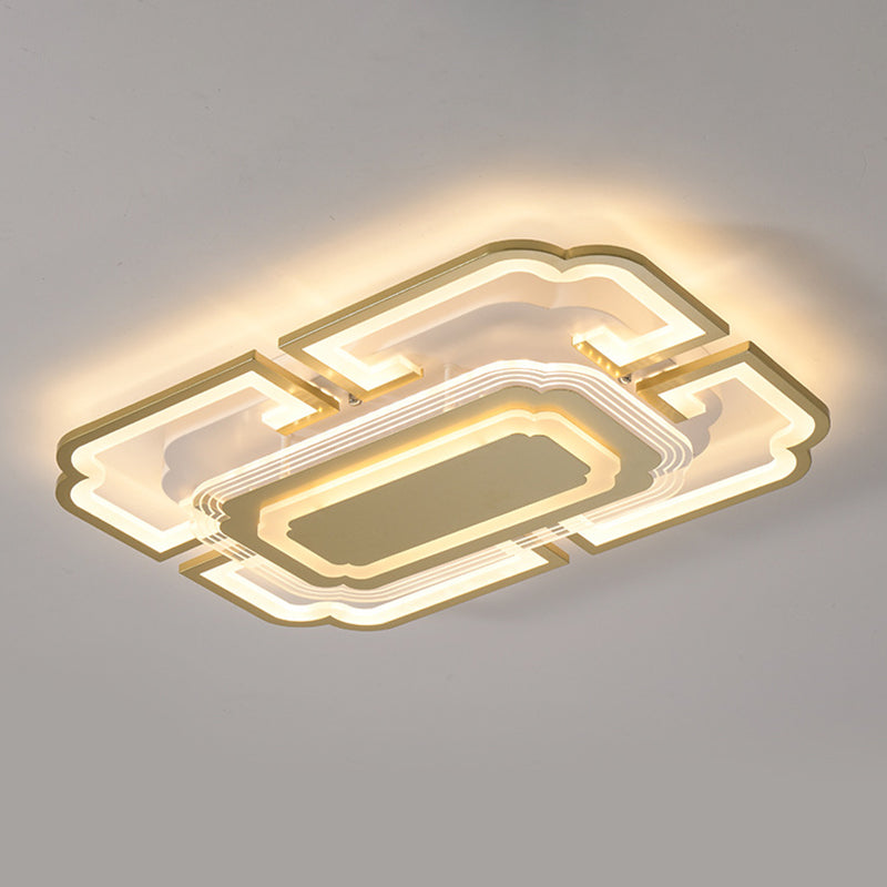 Geometric Flush Mount Light Acrylic Minimalism Flush Mount Spotlight for Living Room Gold 27.5" Clearhalo 'Ceiling Lights' 'Close To Ceiling Lights' 'Lighting' 2605560