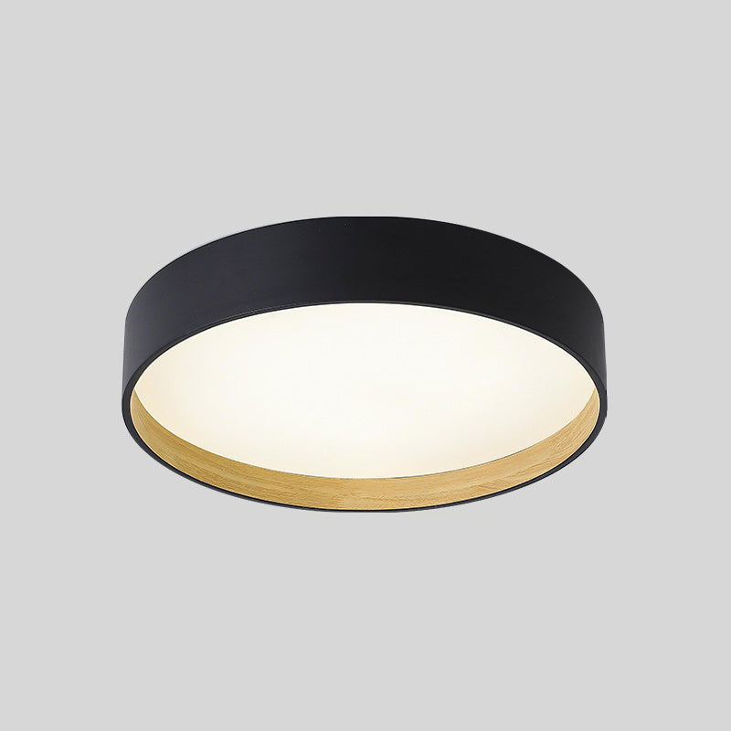 Drum Flush Light Fixtures 1 Light Metallic Modern Flush Mount Ceiling Light Fixture Black 16" Clearhalo 'Ceiling Lights' 'Close To Ceiling Lights' 'Lighting' 2605569