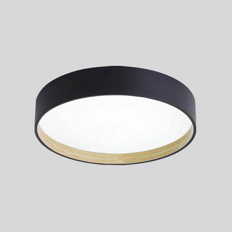 Drum Flush Light Fixtures 1 Light Metallic Modern Flush Mount Ceiling Light Fixture Black 19.5" Clearhalo 'Ceiling Lights' 'Close To Ceiling Lights' 'Lighting' 2605570