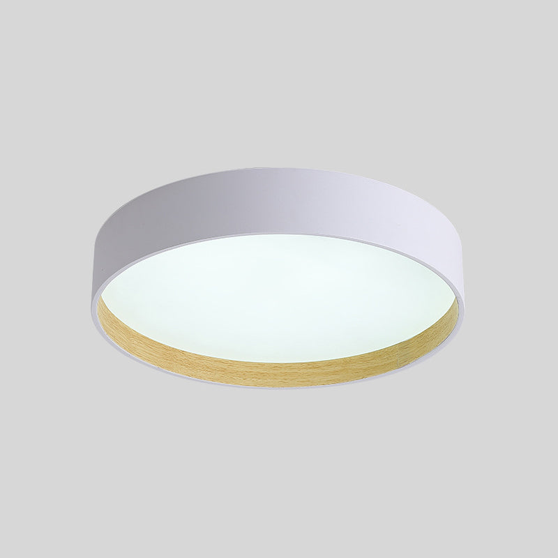 Drum Flush Light Fixtures 1 Light Metallic Modern Flush Mount Ceiling Light Fixture White 16" Clearhalo 'Ceiling Lights' 'Close To Ceiling Lights' 'Lighting' 2605573