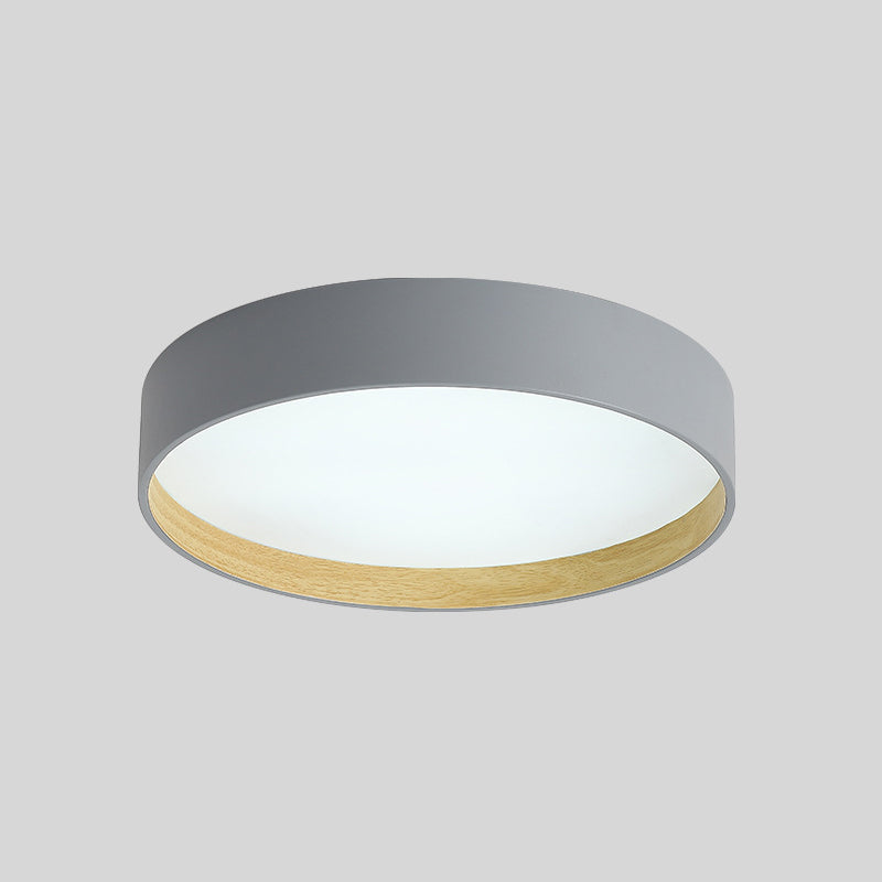 Drum Flush Light Fixtures 1 Light Metallic Modern Flush Mount Ceiling Light Fixture Grey 16" Clearhalo 'Ceiling Lights' 'Close To Ceiling Lights' 'Lighting' 2605577