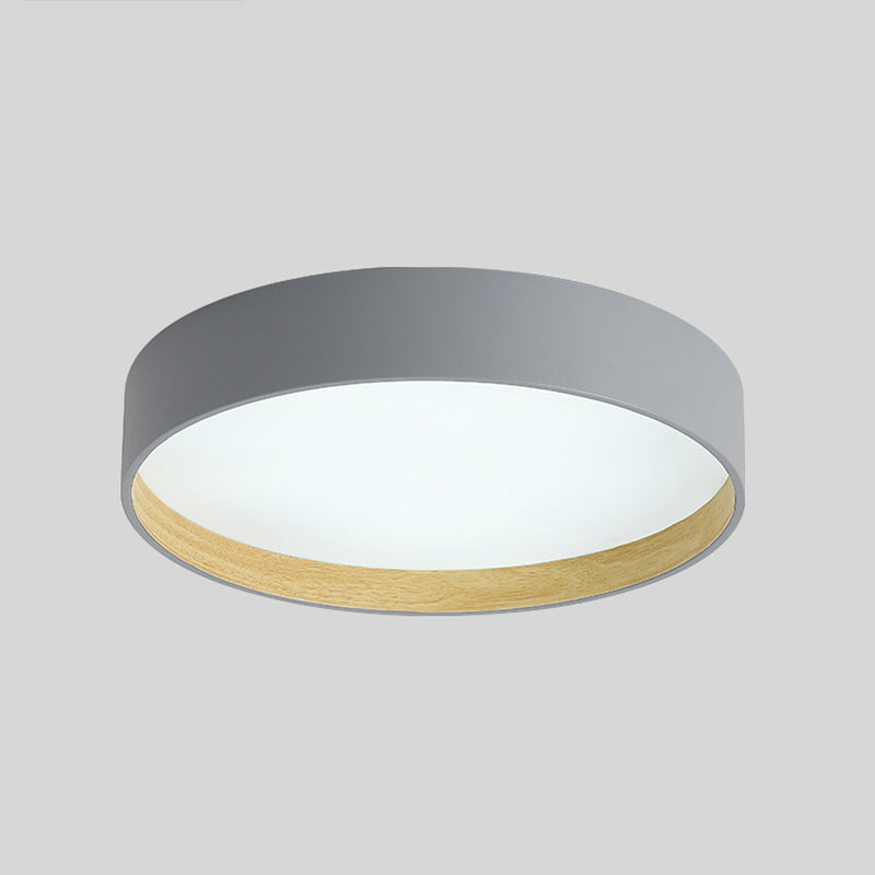 Drum Flush Light Fixtures 1 Light Metallic Modern Flush Mount Ceiling Light Fixture Grey 19.5" Clearhalo 'Ceiling Lights' 'Close To Ceiling Lights' 'Lighting' 2605578