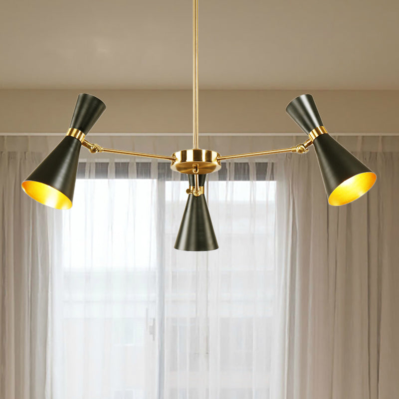 Modern Flared Iron Chandelier Pendant 3/6/8 Lights Ceiling Light in Black for Living Room Clearhalo 'Ceiling Lights' 'Chandeliers' 'Modern Chandeliers' 'Modern' Lighting' 260559