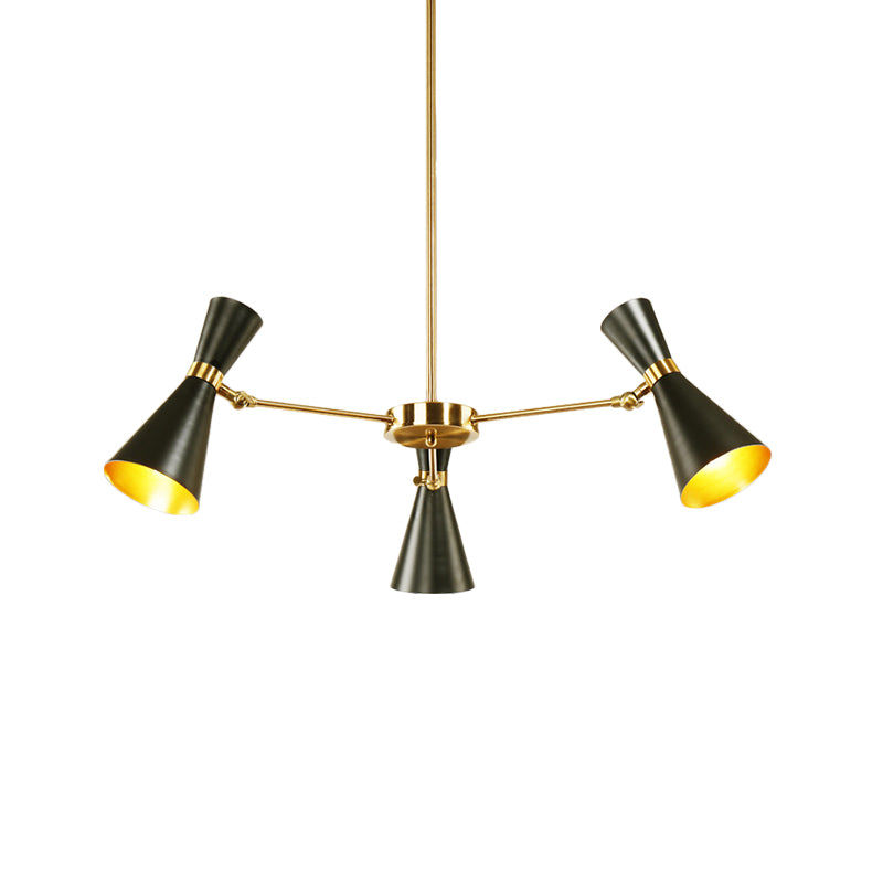 Modern Flared Iron Chandelier Pendant 3/6/8 Lights Ceiling Light in Black for Living Room Clearhalo 'Ceiling Lights' 'Chandeliers' 'Modern Chandeliers' 'Modern' Lighting' 260560