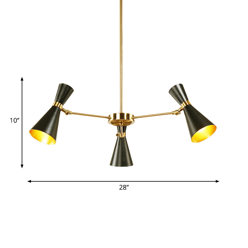 Modern Flared Iron Chandelier Pendant 3/6/8 Lights Ceiling Light in Black for Living Room Clearhalo 'Ceiling Lights' 'Chandeliers' 'Modern Chandeliers' 'Modern' Lighting' 260561