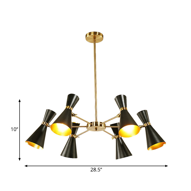 Modern Flared Iron Chandelier Pendant 3/6/8 Lights Ceiling Light in Black for Living Room Clearhalo 'Ceiling Lights' 'Chandeliers' 'Modern Chandeliers' 'Modern' Lighting' 260564