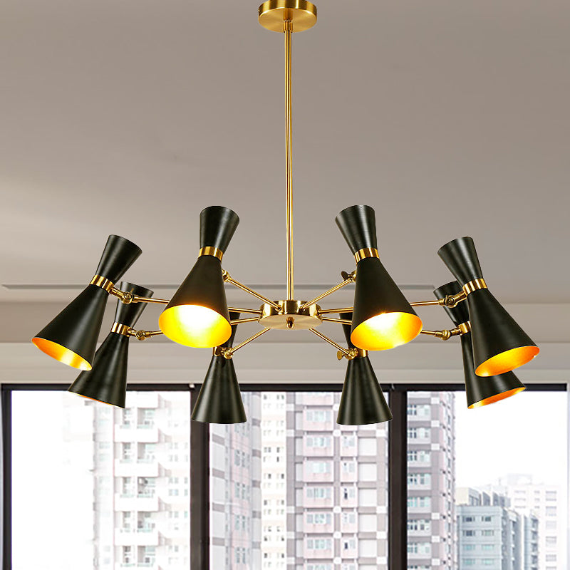 Modern Flared Iron Chandelier Pendant 3/6/8 Lights Ceiling Light in Black for Living Room 8 Black Clearhalo 'Ceiling Lights' 'Chandeliers' 'Modern Chandeliers' 'Modern' Lighting' 260565