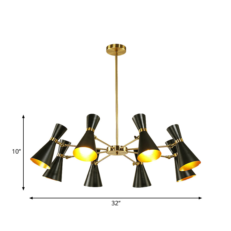 Modern Flared Iron Chandelier Pendant 3/6/8 Lights Ceiling Light in Black for Living Room Clearhalo 'Ceiling Lights' 'Chandeliers' 'Modern Chandeliers' 'Modern' Lighting' 260567