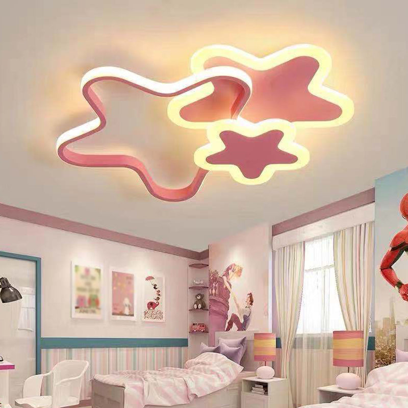 Star Flush Mount Lighting 1 Light Acrylic Cartoon Flush Ceiling Light Fixtures for Girls Bedroom Clearhalo 'Ceiling Lights' 'Close To Ceiling Lights' 'Lighting' 2605742