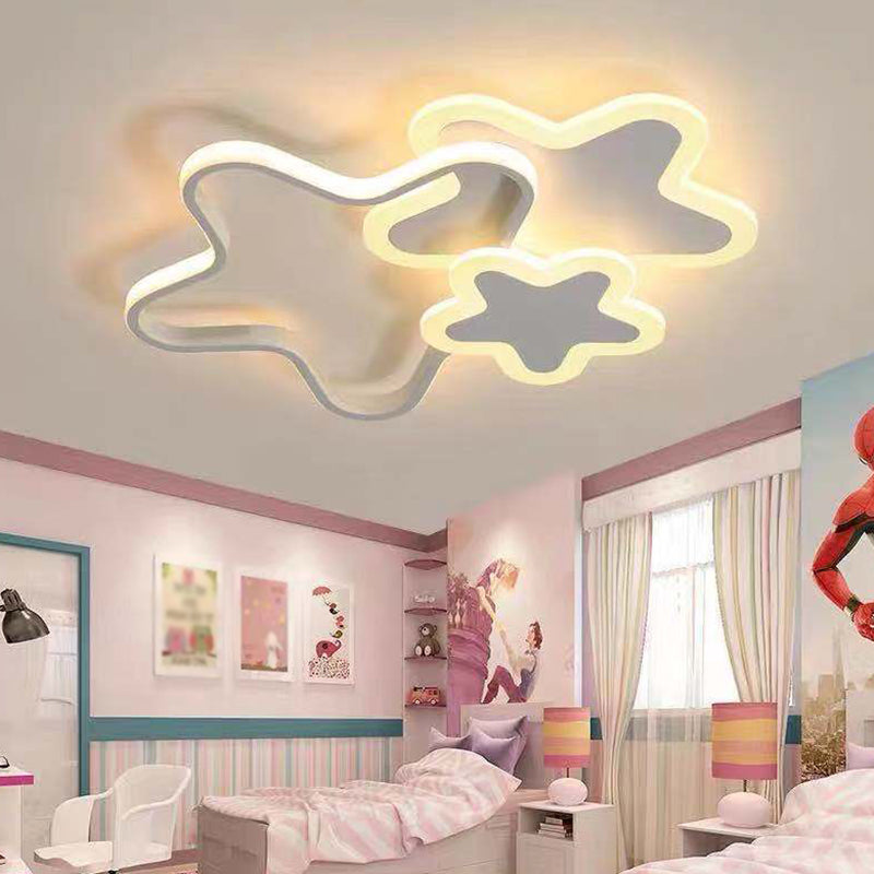 Star Flush Mount Lighting 1 Light Acrylic Cartoon Flush Ceiling Light Fixtures for Girls Bedroom Clearhalo 'Ceiling Lights' 'Close To Ceiling Lights' 'Lighting' 2605744