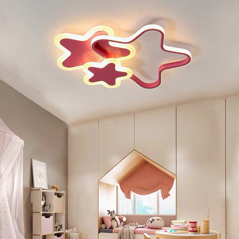 Star Flush Mount Lighting 1 Light Acrylic Cartoon Flush Ceiling Light Fixtures for Girls Bedroom Clearhalo 'Ceiling Lights' 'Close To Ceiling Lights' 'Lighting' 2605745