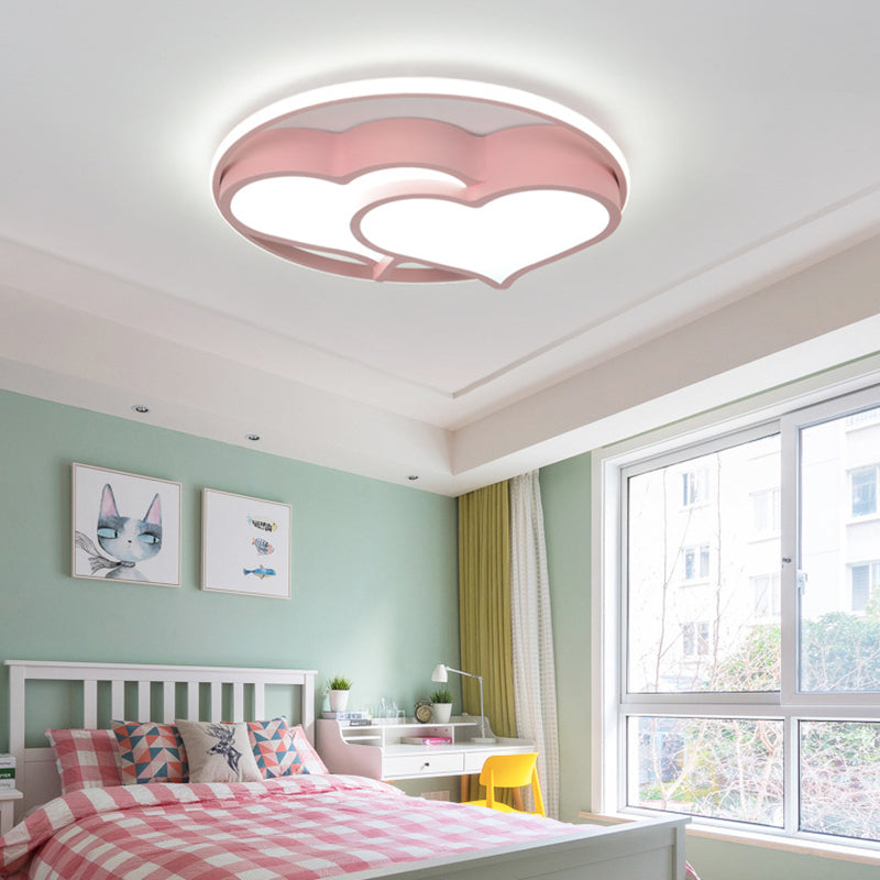 Heart Flush Mount Ceiling Light 1 Light Metal Kids Flush Mount Ceiling Light for Bedroom Clearhalo 'Ceiling Lights' 'Close To Ceiling Lights' 'Lighting' 2605749